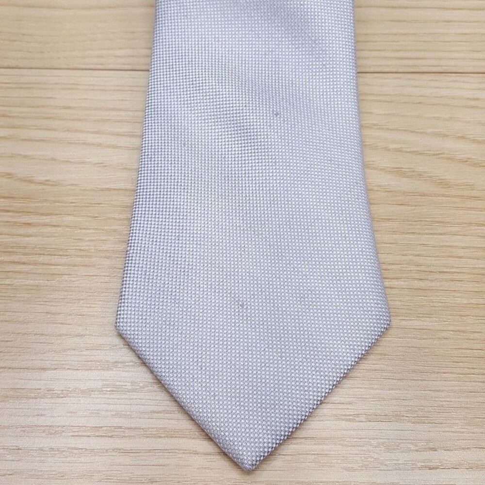 BLOOMINGDALES MENS STORE Neck Tie Solid Grey Silk Linen Woven Classic Necktie - Picture 1 of 6